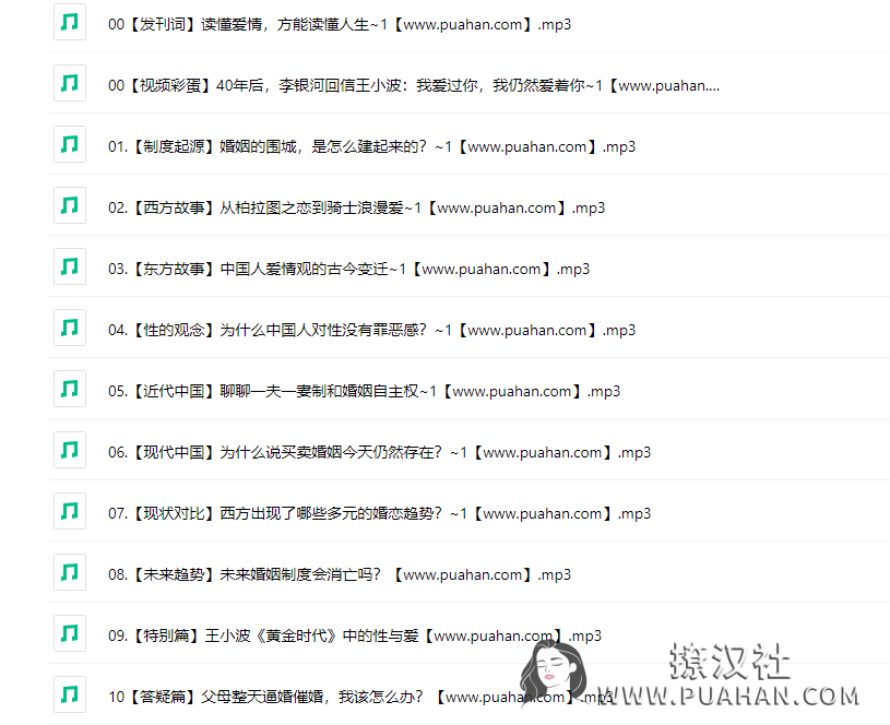 李银河说爱情,50堂爱情课,讲透婚姻,家庭,性和自我的社会学课 完整版50讲音频