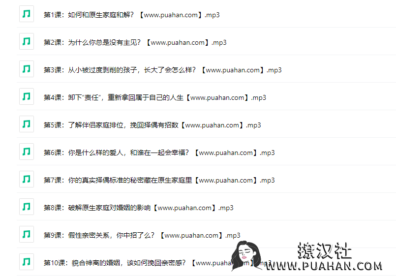 花镇魏梦琦老师《快速摆脱原生家庭操控》重建高质量亲密关系10节